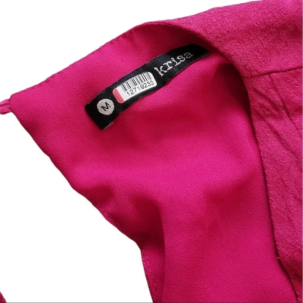 Krisa Pink High Low Surplice Side Ruched Dress Medium